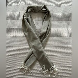 Herringbone and Fringe Cashmere‎ Scarf Fall Winter Neutral Tan White